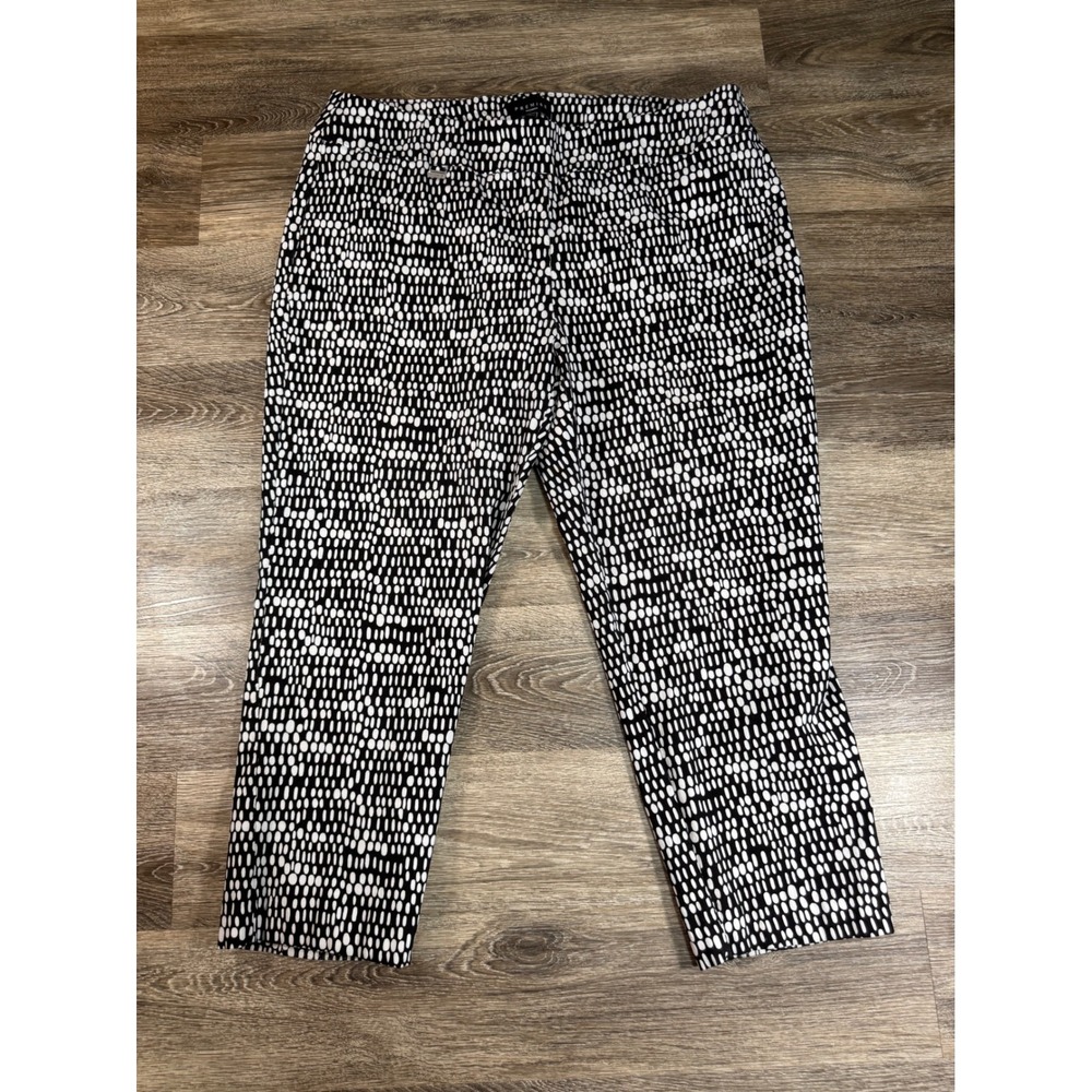 Premise Woman Black White Polka Dot‎ Pull On Ankle Pants Plus Size 3X Stretch